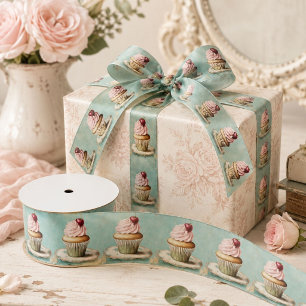 Ruban En Satin Shabby Chic Vintage Campagne Française Rose Cupcak