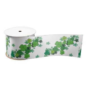 Ruban En Satin Shamrocks verts et marguerites Ruban St Patrick