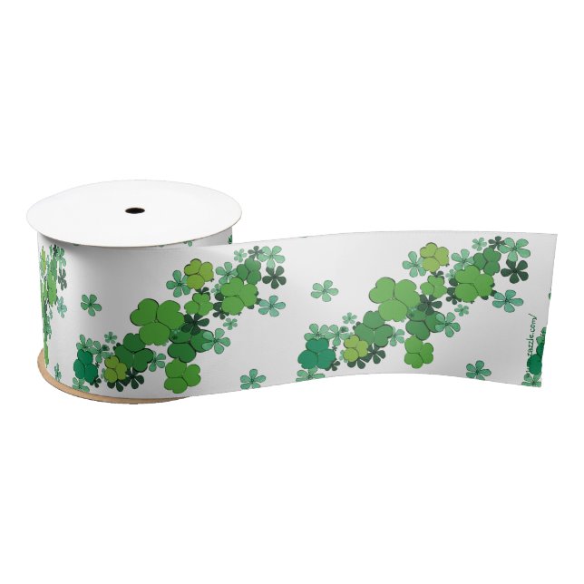 Ruban En Satin Shamrocks verts et marguerites Ruban St Patrick (Bobine)