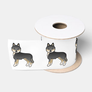 Ruban En Satin Siberian Husky noir et feu Chien de dessin animé m