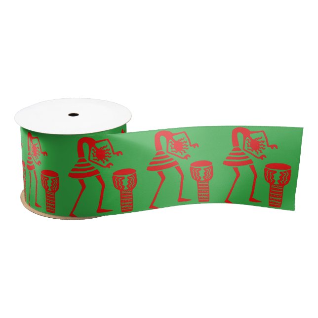 Ruban En Satin Silhouette mignonne, Joyeuse Danse verte (Bobine)