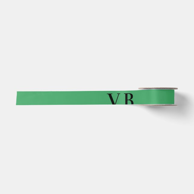 Ruban En Satin Simple couleur unie ajouter nom texte monogramme  (Devant)