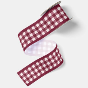 Ruban En Satin Simple Élégant Gingham Cottagecore Bourgogne