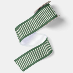 Ruban En Satin Simple Élégant Gingham Vert Forêt Cottagecore