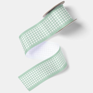 Ruban En Satin Simple Élégant Vert Sauge Cottagecore Gingham
