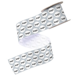 Ruban En Satin Simple motif de logo d'entreprise bleu gris poudre