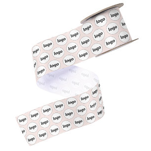 Ruban En Satin Simple motif de logo d'entreprise rose poudré