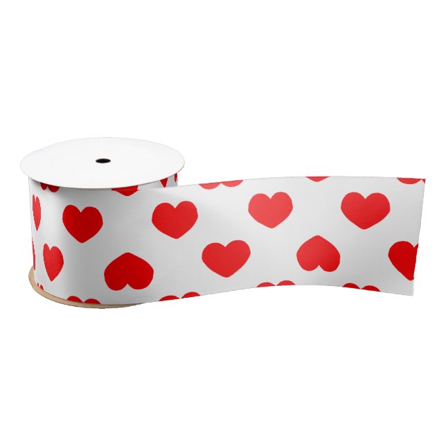 Ruban En Satin Simple Red Hearts Minimalist (Bobine)