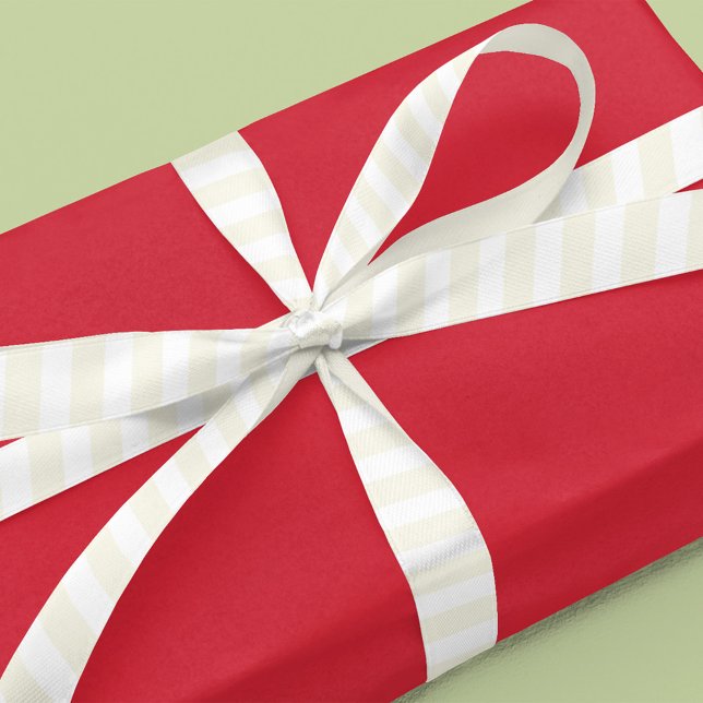 Ruban En Satin Simple Tan Striped Élégant Minimaliste (Simple gold striped ribbon)