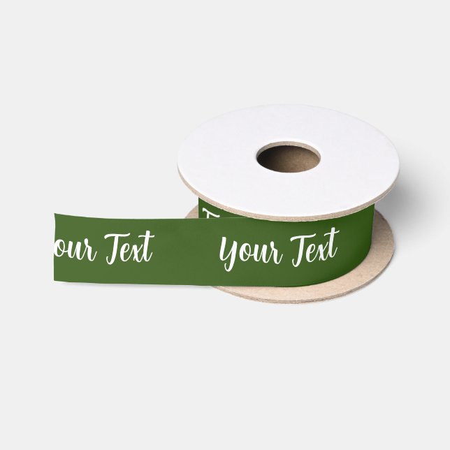 Ruban En Satin Simple Vert Foncé Blanc Gribouillage Écriture Curs (Bobine)