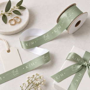 Ruban En Satin Simplement Chic Initiales de Mariage Remerciements