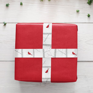 Ruban En Satin Simples Vacances Hiver Red Cardinal Birsier
