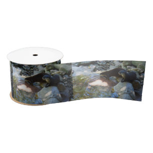Ruban En Satin **"Sips by the Stream : Otters Drinking from River