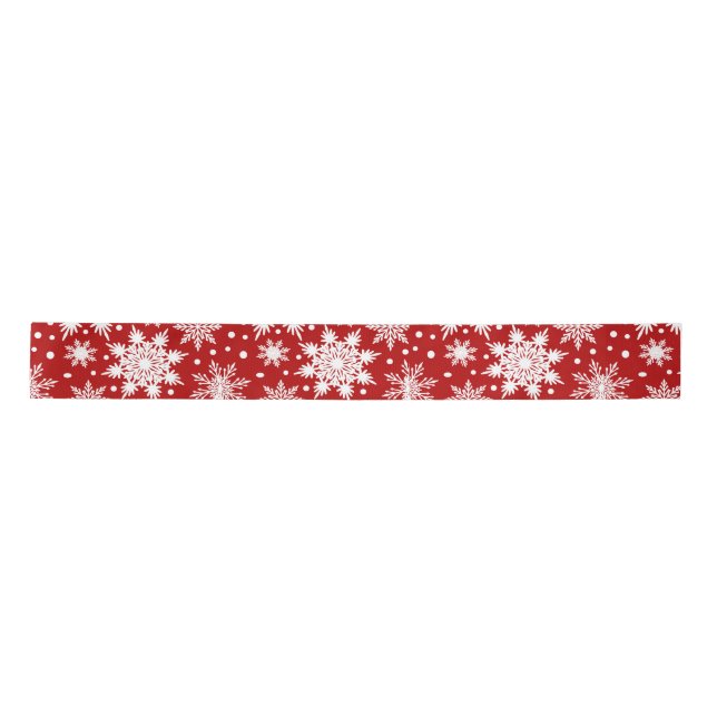 Ruban En Satin Snowflakes blancs Noël Motif sans couture (Devant)