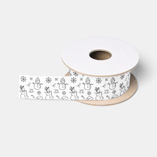 Ruban En Satin Snowman Black White Noël festif hiver
