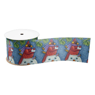 RUBAN EN SATIN SNOWMAN BODYGUARD, CHRISTMAS CARDINAL REDBIRD