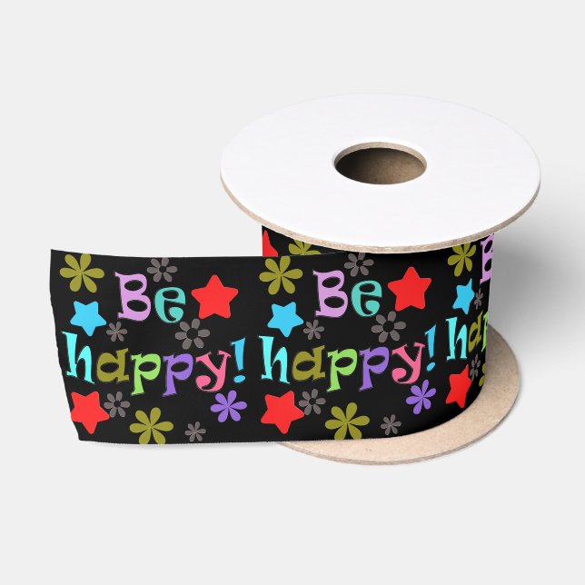 Ruban En Satin Soyez heureux ! , multicolore (Bobine)