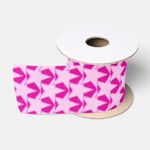Ruban En Satin Star moderne géométrique - rose pâle et fuchsia
