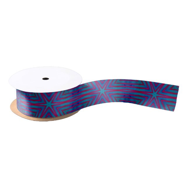 Ruban En Satin Star Red and Blue Geometric (Bobine)