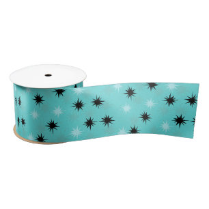 Ruban En Satin Starbursts Turquoise Atomique Ruban Satin