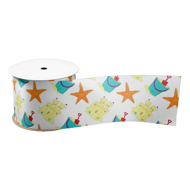 Ruban En Satin Starfish Sandcastle Beach Pail Été Vacances Amusem (Bobine)