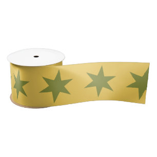 Ruban En Satin Stars Motif Trending Colors Or Vert Jaune