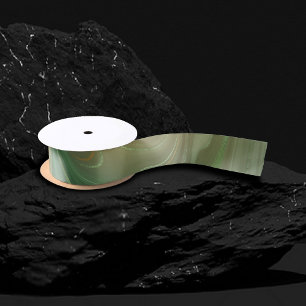 Ruban En Satin Strates émeraude terreuses   Agate à encre verte e