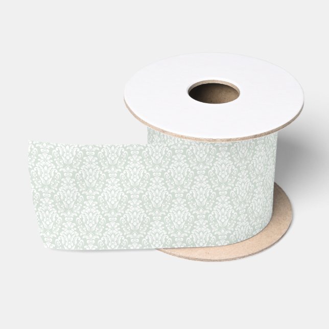 Ruban En Satin Style vert clair damassé (Bobine)