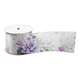 Ruban En Satin Succulentes Élégante Botanique Argentée