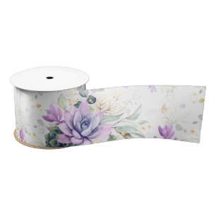 Ruban En Satin Succulentes feuilles dorées verdure Élégant Botani