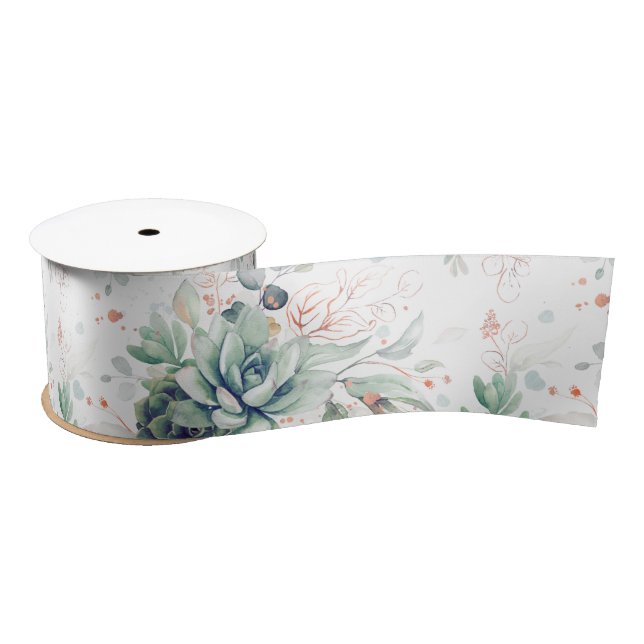 Ruban En Satin Succulents Feuille verdure Élégante Botanique (Bobine)