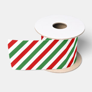 Ruban En Satin Sucre de canne Noël rayures Rouge Vert