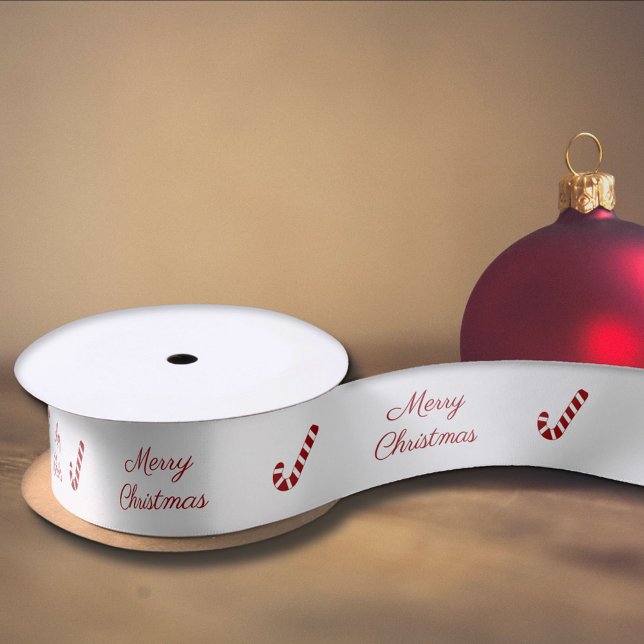 Ruban En Satin Sucre d'orge de Noël (Christmas Candy Cane Satin Ribbon)