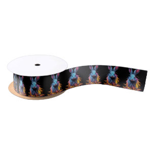 Ruban En Satin Superbe Lapin Bleu en feu