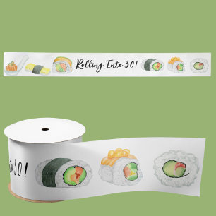 Ruban En Satin Sushi et sashimi à l'aquarelle pour tous les âges