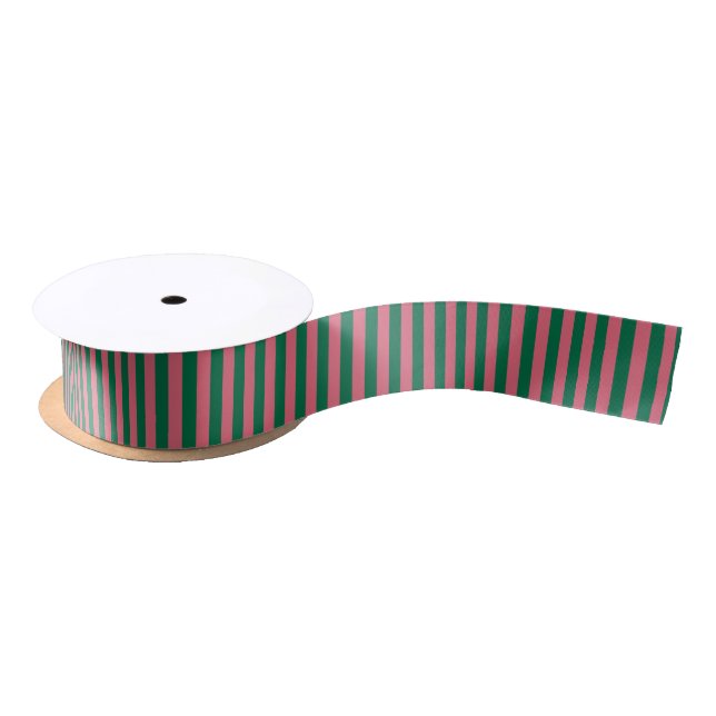 Ruban En Satin Sweetheart Rose Pickle Rayure Verte (Bobine)