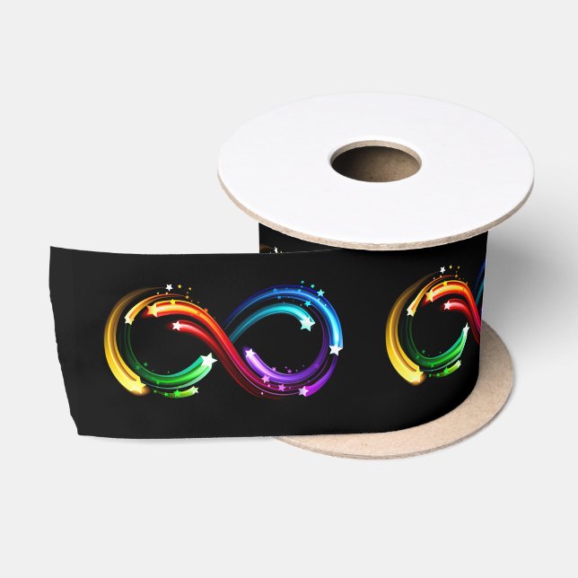 Ruban En Satin Symbole de l'infini des comètes arc-en-ciel (Bobine)