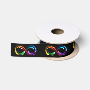 Ruban En Satin Symbole de l'infini des comètes arc-en-ciel