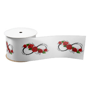 Ruban En Satin Symbole d'infini avec roses rouges