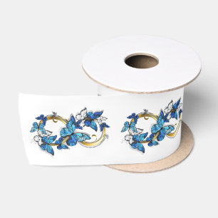 Ruban En Satin Symbole infini de papillons Morpho bleus