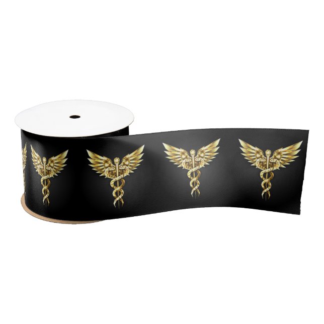 Ruban En Satin Symbole Polygonal Or Caduceus (Bobine)