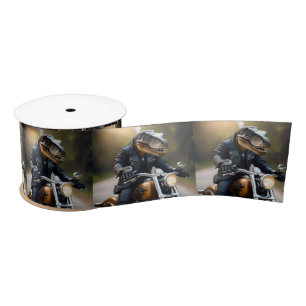 Ruban En Satin T-Rex Dinosaur Bikie En Moto,