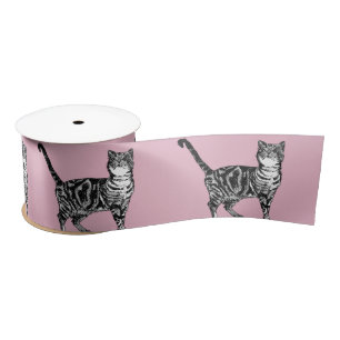 Ruban En Satin Tablette rose Chats Cuisine en satin Ribbon