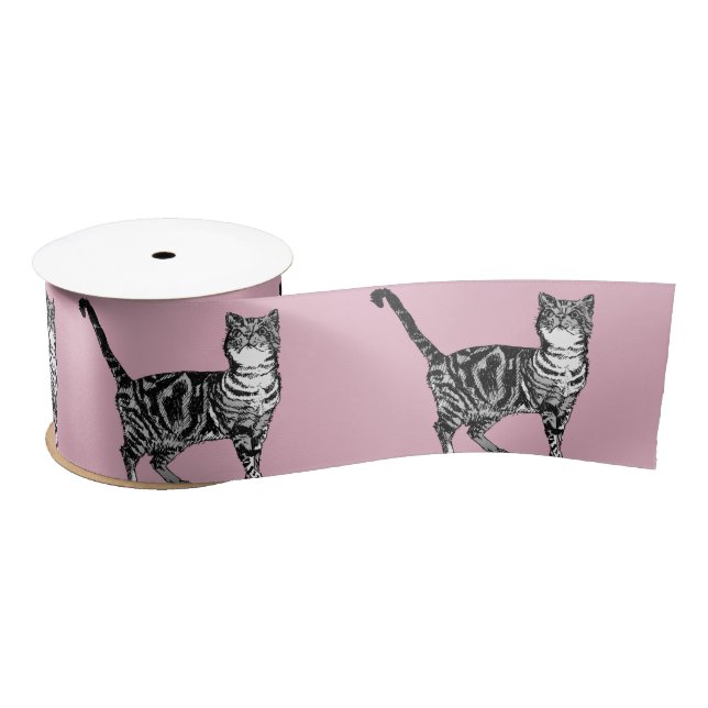Ruban En Satin Tablette rose Chats Cuisine en satin Ribbon (Bobine)