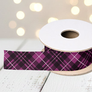 Ruban En Satin Tartan à carreaux de Noël rose foncé pour les Fête