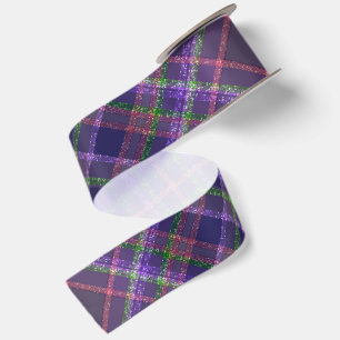 Ruban En Satin Tartan à carreaux étincelant violet pour jour spéc