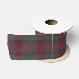 Ruban En Satin Tartan à carreaux rouge classique et gris