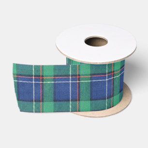 Ruban En Satin Tartan à motif carreaux bleu vert