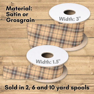 Ruban En Satin Tartan beige et marron