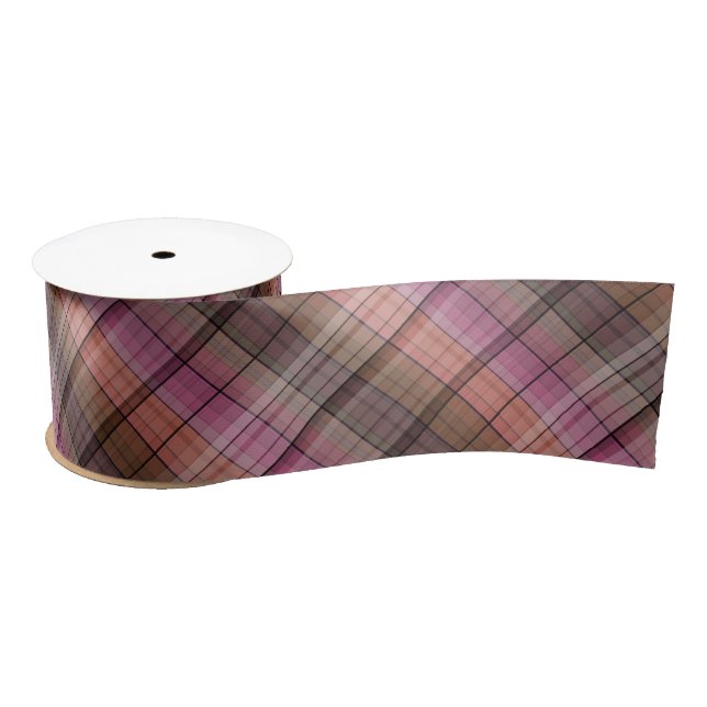 Ruban En Satin tartan Brown (Bobine)